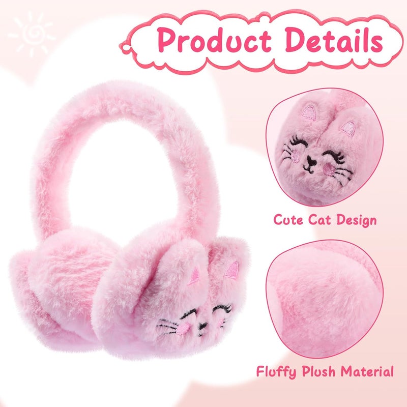 KDVOG Store Girls Ear Muffs Cute Cat Earmuffs Winter Plush Ear Warmer Outdoor Ear Covers for Kids - Image 3